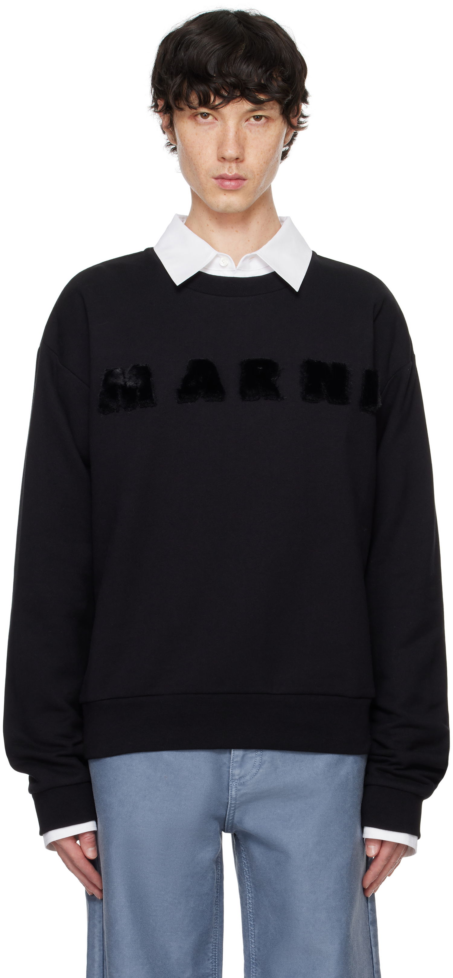 Суитчър Marni Faux-Fur Logo Crewneck Sweatshirt Черно | FUMU0074X3 UTC269, 0