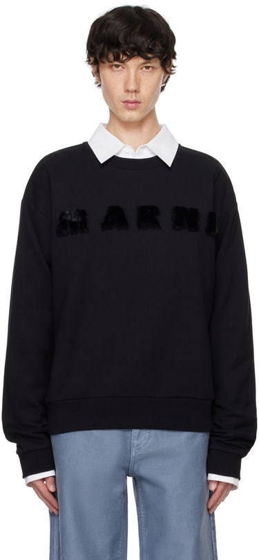 Суитчър Marni Faux-Fur Logo Crewneck Sweatshirt Черно | FUMU0074X3 UTC269, 0