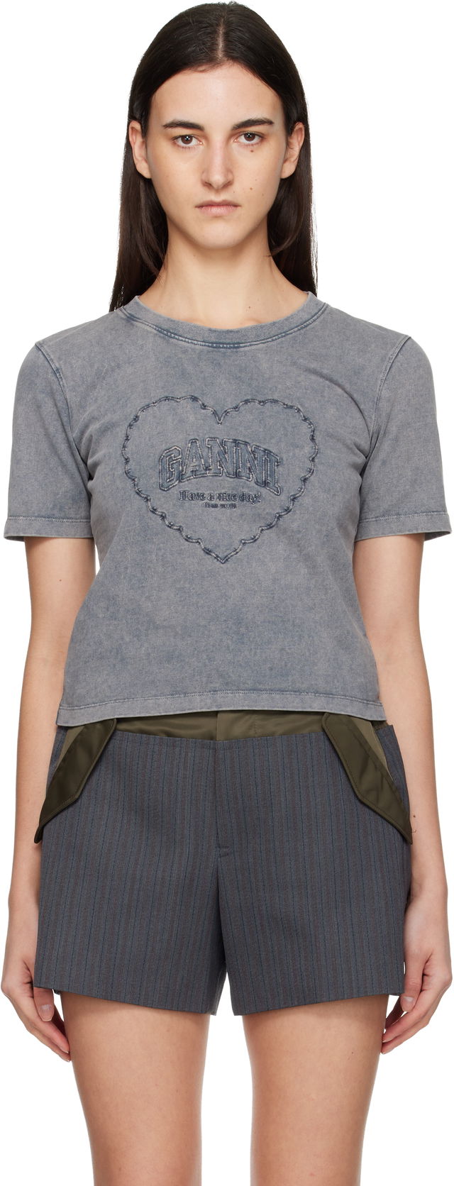 Washed Heart Cropped T-shirt