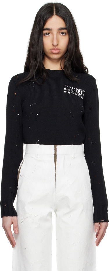 Пуловер Maison Margiela MM6 Maison Margiela Paint Residue Knit Sweater Черно | S62HL0034 M13123, 0