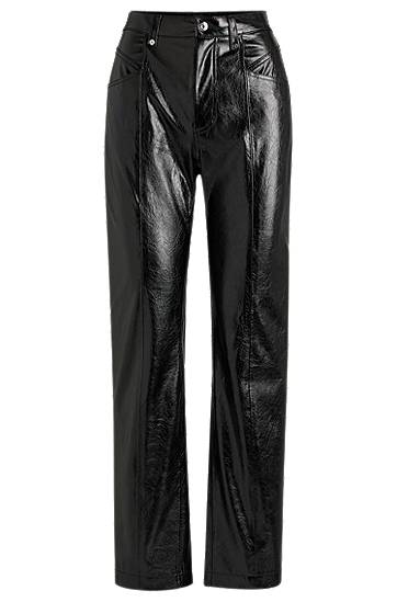 Straight-Fit Patent Faux Leather Trousers