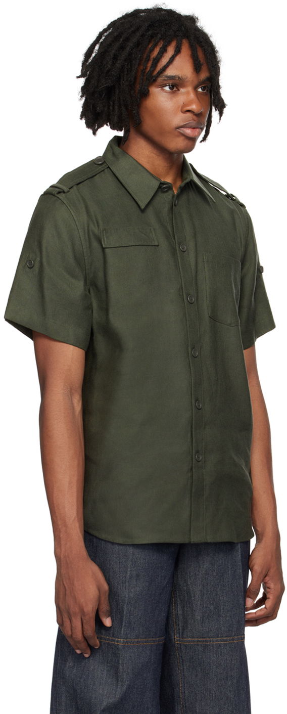 Риза Helmut Lang Helmut Lang Epaulet Shirt Зелено | O04HM505, 1
