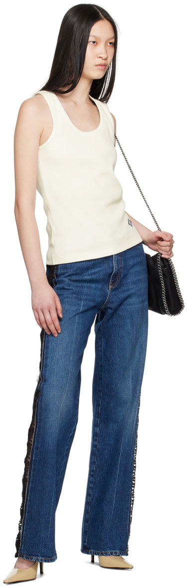 Дънки Stella McCartney Stella McCartney Lace High-Rise Straight Leg Jeans Синьо | 6D03053SPH85, 3