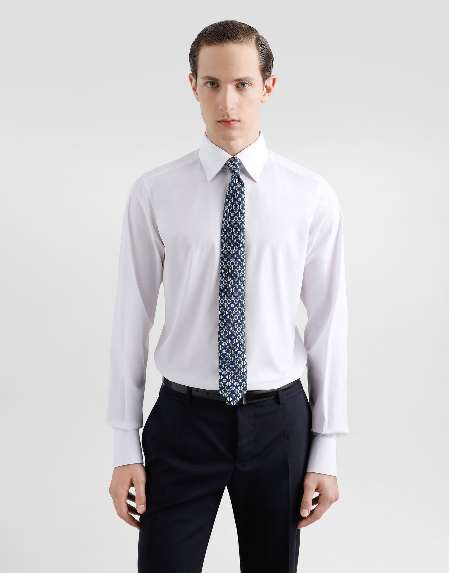 Аксесоари Dolce & Gabbana Dolce & Gabbana Martini Jacquard Micro-design Logo Tie Тъмно синьо | GT149EG0WU1X0800, 1
