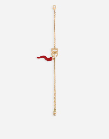 Гривна Dolce & Gabbana Gold Chain Bracelet With Logo And Horn Pendant Червено | WBQ6C1W1111ZOO00, 3