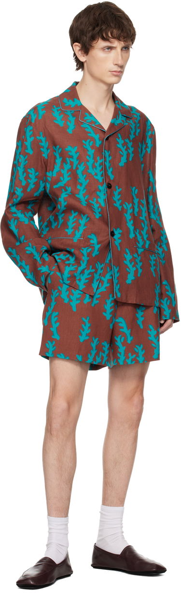 Пижама ZEGNA Linen Pajama Shirt with Coral Pattern Многоцветен | NPC50 009 619, 3