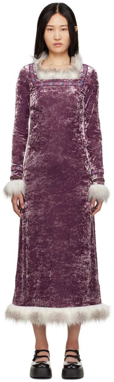 Pокля Anna Sui Anna Sui Princess Audrey Velvet Dress Лилаво | 1123F74, 0