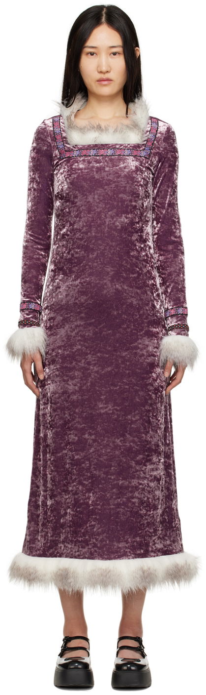 Pокля Anna Sui Anna Sui Princess Audrey Velvet Dress Лилаво | 1123F74