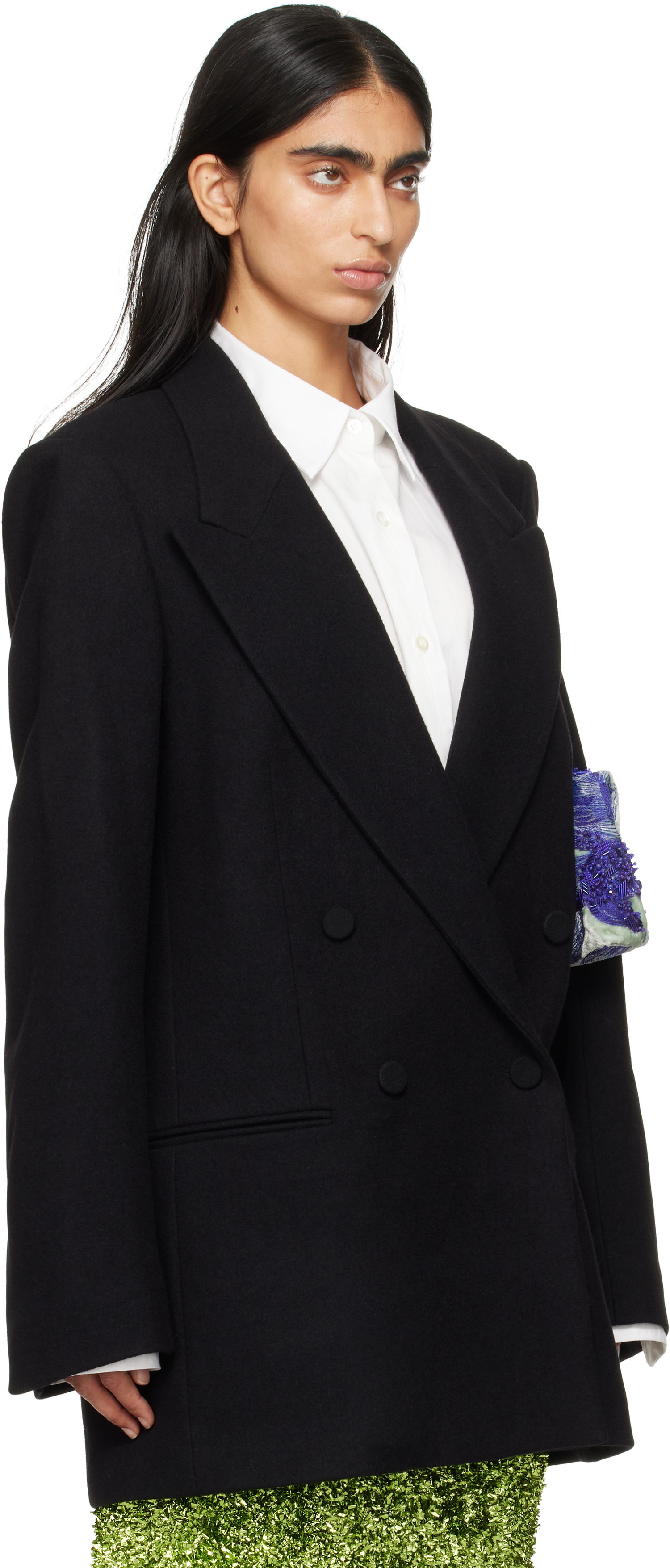 Яке Dries Van Noten Dries Van Noten Oversized Double-Breasted Blazer Черно | 242-010406-9179, 1