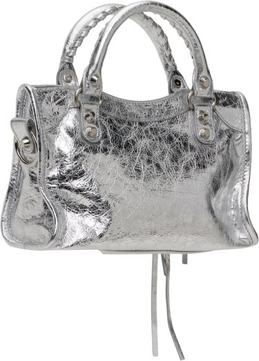 Дамска чанта Balenciaga 'Le City' Silver Mini Leather Bag Металик | 806395 2AA9R, 2