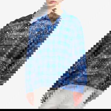 Риза BEAMS Beams Plus Open Collar Print Shirt, Size Medium Синьо | 3811-0895-139-78, 2