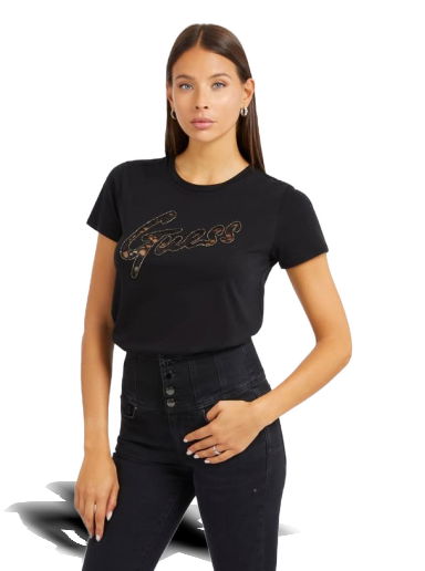 Тениска GUESS Front Logo T-Shirt Черно | W4RI25K9RM1