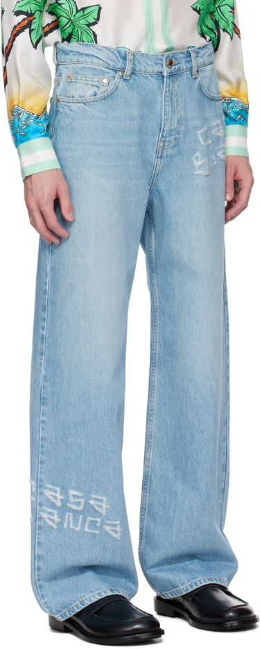 Дънки Casablanca Casablanca Distressed Graffiti Jeans Синьо | MS25-TR-274-01, 1