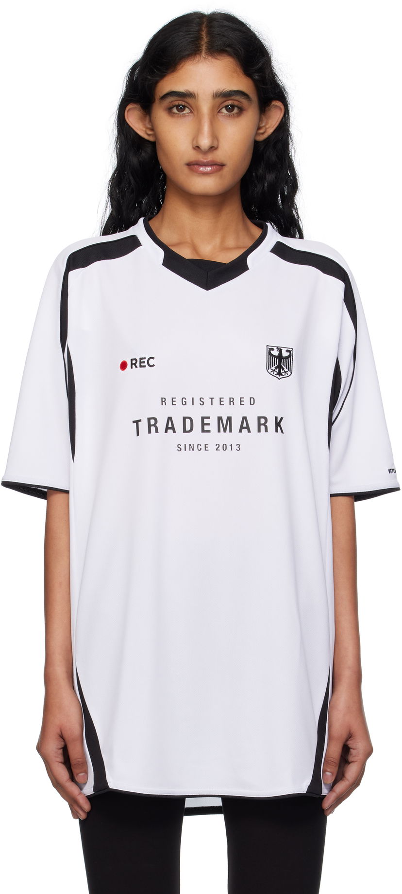Фланелка VETEMENTS Vetements 'Trademark' Football T-Shirt Бяло | UH76TR500W