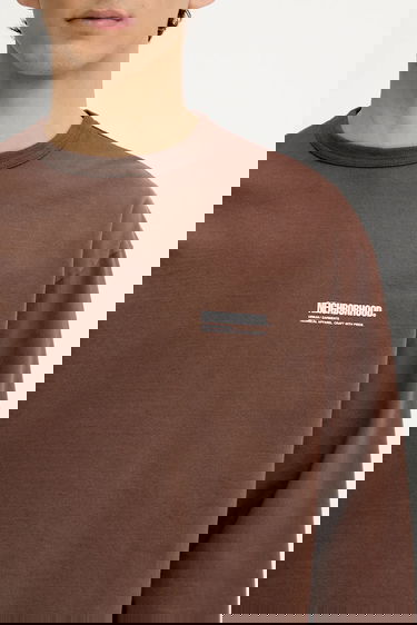 Тениска Neighborhood NEIGHBORHOOD Classic Crewneck Ls Graphic Tee Кафяво | 251FPNH.CSM03, 3