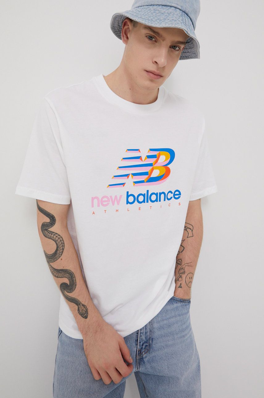 Тениска New Balance Athletics Amplified Logo Tee Бяло | MT21503WT, 0