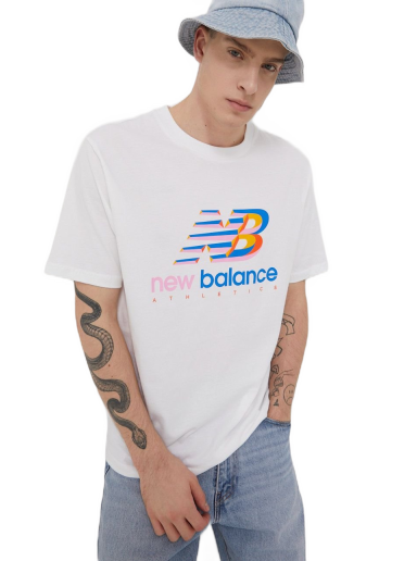 Тениска New Balance Athletics Amplified Logo Tee Бяло | MT21503WT