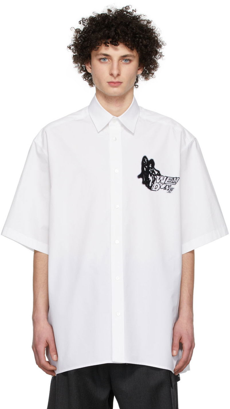 Риза We11done We11done Cotton Graphic Shirt Бяло | WD-BL1-22-101-U-WH, 0