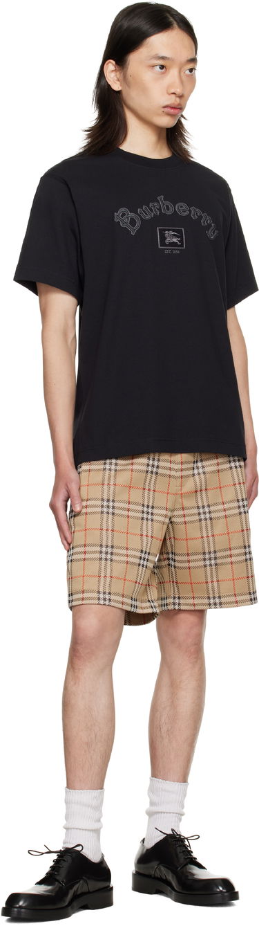 Тениска Burberry Burberry Gothic Logo Cotton T-Shirt Черно | 8116061, 3
