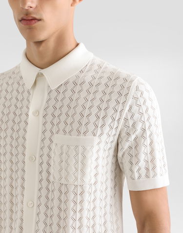 Поло тениска Dolce & Gabbana Dolce & Gabbana Short-Sleeved Openwork Polo Shirt Бяло | GXVA9TJBCFJW0001, 3