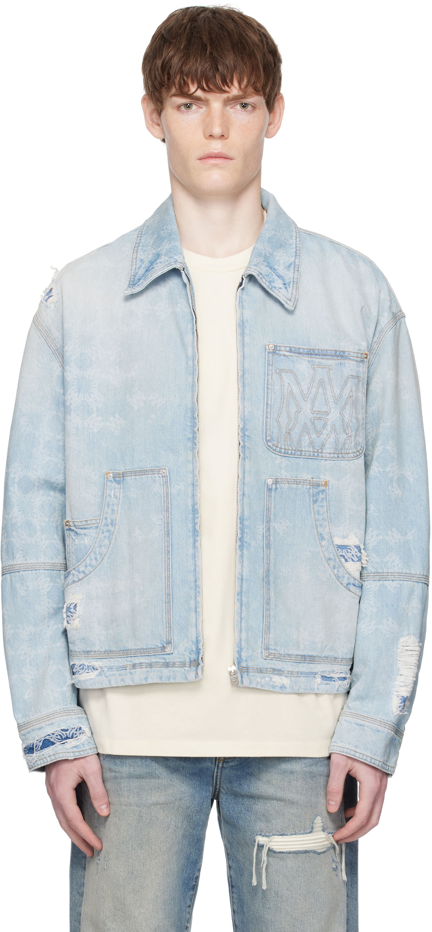 Яке AMIRI AMIRI Repair Work Denim Jacket Синьо | AMDNWJ1014, 0
