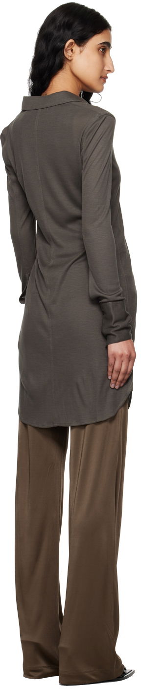 Риза Helmut Lang Helmut Lang Ribbed Shirt Dress Кафяво | O04HW611, 2