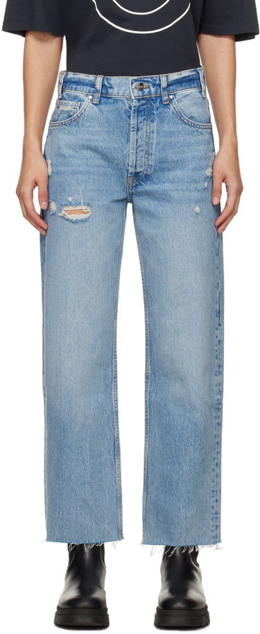 Дънки Anine Bing Gavin Distressed High-Rise Straight Leg Jeans Синьо | A-06-1113-440, 0