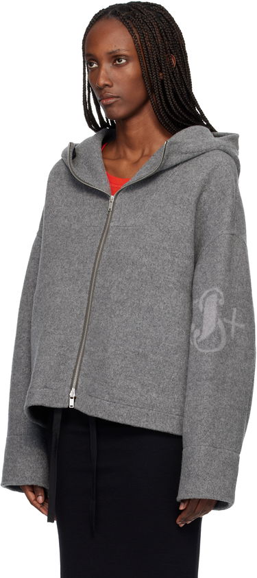 Яке Jil Sander Jil Sander Cropped Hooded Full-Zip Felted Jacket Сиво | J40SW0012_J40020, 3