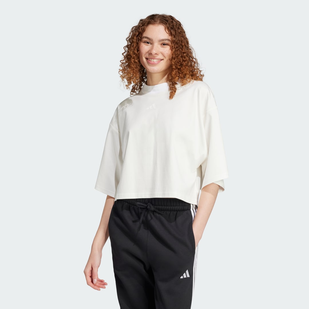 Съкратен топ adidas Performance City Escape Loose Cropped T-Shirt Бяло | JF3404, 0
