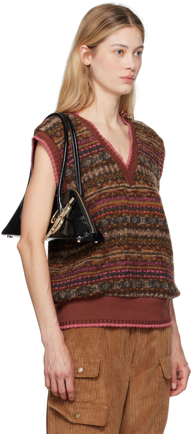 Пуловер Anna Sui Anna Sui Jacquard Knit Vest Кафяво | 624C30, 1