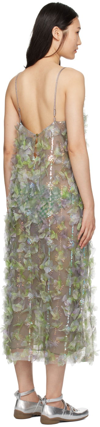 Pокля Anna Sui Anna Sui Floral Appliqué Midi Dress Зелено | 224G70, 2