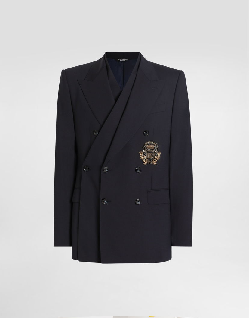 Яке Dolce & Gabbana Dolce & Gabbana Double-breasted Sicilia Wool Canvas Jacket Тъмно синьо | G2VE2ZFUBF2B0665