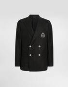 Dolce & Gabbana Double-breasted Linen Jacket with Patch