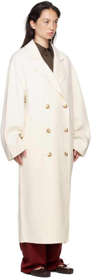Палта Loulou de Saison Loulou de Saison Borneo Double-Breasted Long Coat Бяло | BORNEO, 1