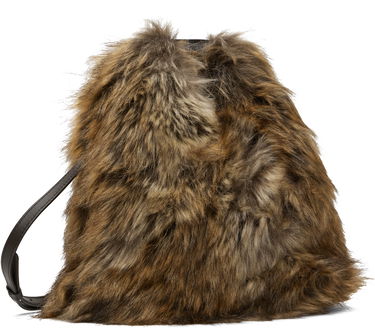 Дамска чанта Maison Margiela MM6 Maison Margiela Triangle Crossbody Faux-Fur Bag Кафяво | SB6WD0026P8486, 3