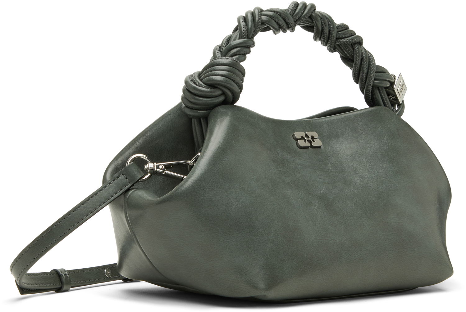 Дамска чанта GANNI Small Bou Bag with Braided Handle Зелено | A6864, 1