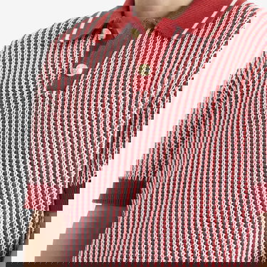 Поло тениска Drôle de Monsieur Striped Knit Polo Shirt Червено | G-PO167-CO208-BR, 5