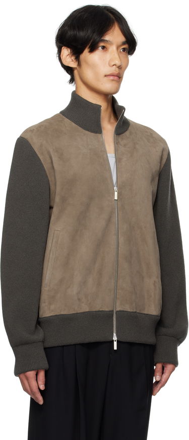 Яке FERRAGAMO Ferragamo Suede and Knit Panel Jacket Сиво | 785964, 1