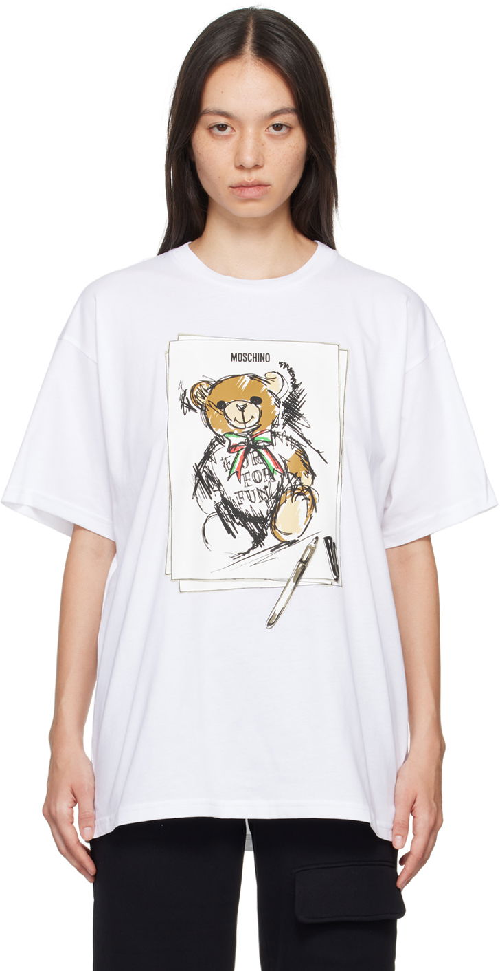 Тениска Moschino White Teddy Bear T-Shirt Бяло | 0704 5541 1001