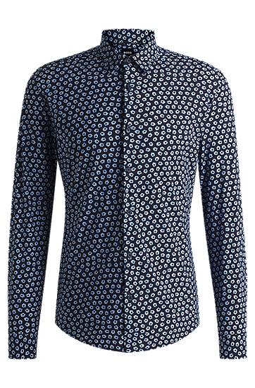Риза BOSS Slim Fit Floral Print Performance Stretch Shirt Тъмно синьо | 50539456, 0