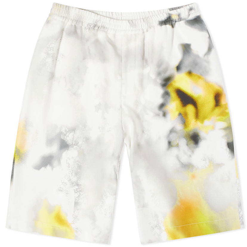 Къси панталони Alexander McQueen Obscured Flower Printed Shorts Бяло | 777590QQAAC-9115