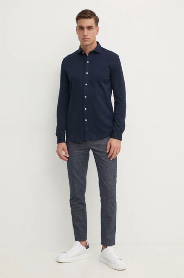 Риза Polo by Ralph Lauren Slim Fit Cotton Shirt with Classic Collar Тъмно синьо | 710958122, 2