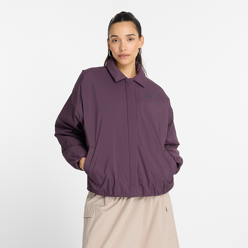 Яке бомбър New Balance Lightweight Full-Zip Collared Jacket Лилаво | NBWJ43506PLN, 0