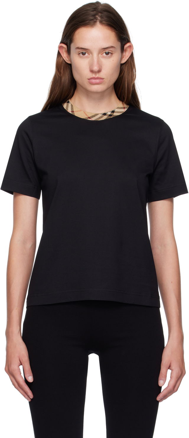Burberry Check Trim Cotton Tee