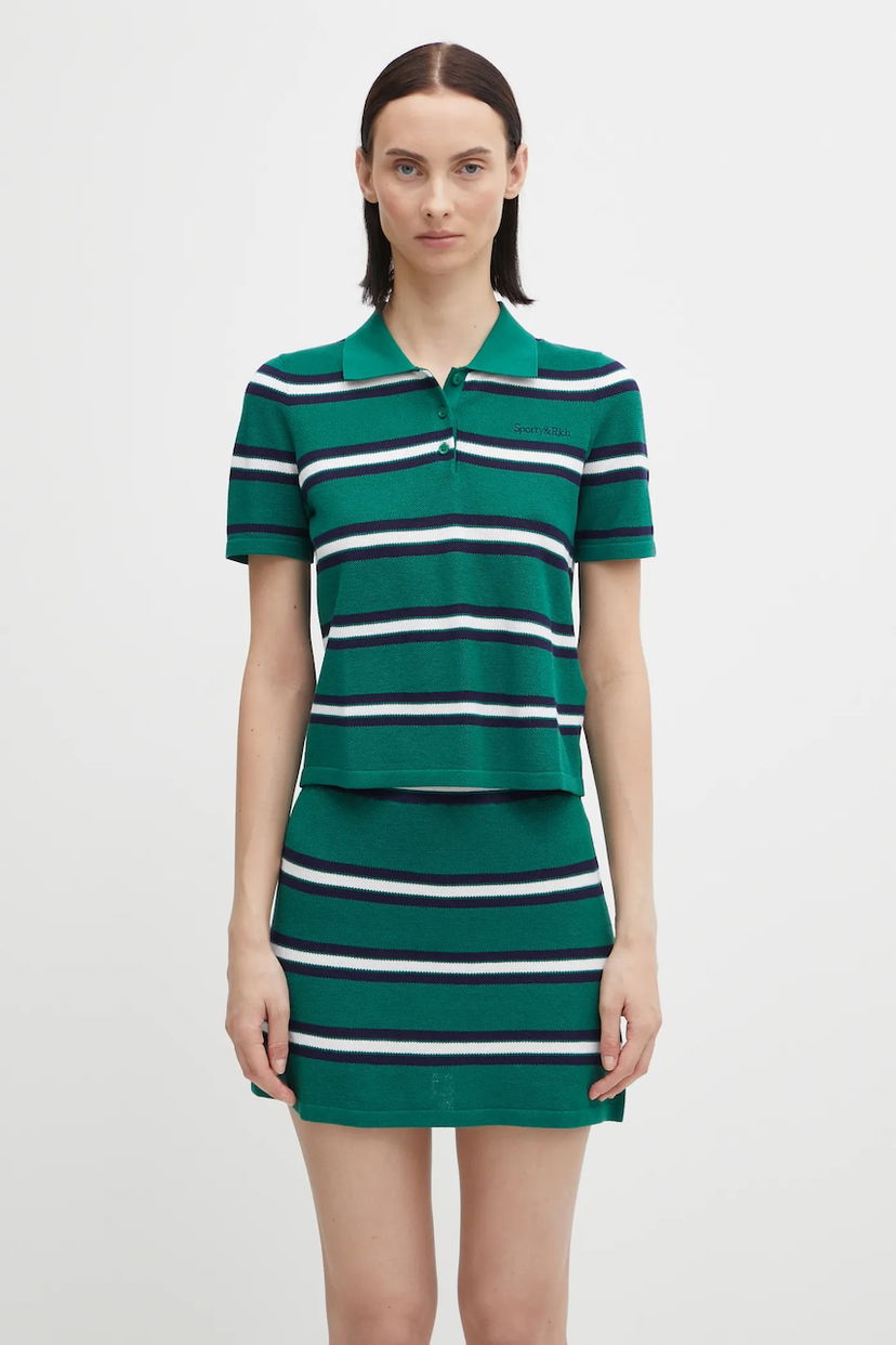 Поло тениска Sporty & Rich Sporty & Rich Serif Logo Silk Pique Cropped Polo Многоцветен | TO076621300GR50