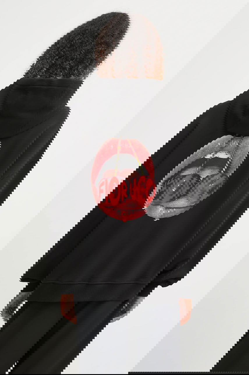 Суитчър Fiorucci Fiorucci Cherry Mouth Print Relaxed Fit Hoodie Черно | W02FPSHO092CJ05BK02, 0