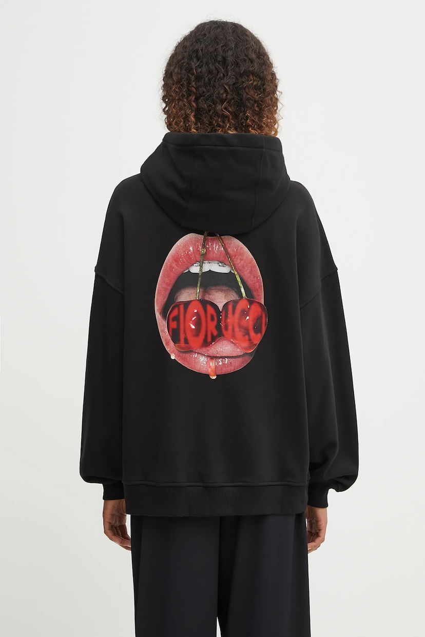 Суитчър Fiorucci Fiorucci Cherry Mouth Print Relaxed Fit Hoodie Черно | W02FPSHO092CJ05BK02