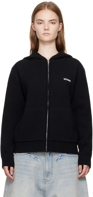 Суитчър We11done We11done Embroidered-Logo Zip-Up Hoodie Черно | WD-KJ2-24-605-W-BK, 0