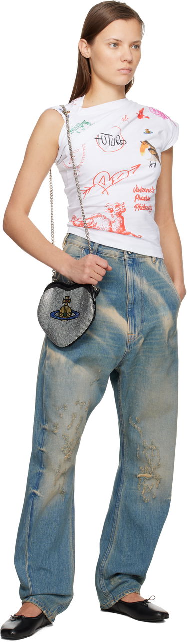 Дънки Vivienne Westwood Washed Distressed Buckle Back Jeans Синьо | 39020012-W018A-, 3