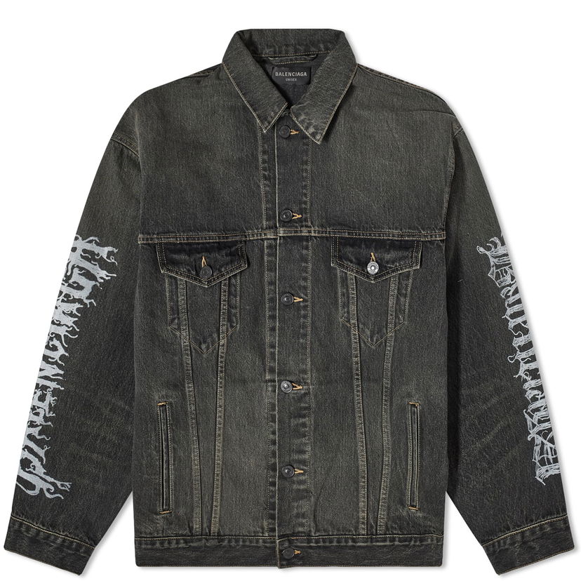 Яке Balenciaga Metal Logo Denim Jacket Черно | 773804-TBP47-3721